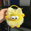 Lindo llavero con colgante de bola de carbón y lazo de piel de zorro para coche, muñeco de peluche, bolso, mochila colgante