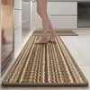 Tapete de Piso de Cozinha Geométrico Simples Doméstico Tira Longa Antiderrapante Tapete para Pés Resistente à Sujeira Absorção de Óleo Absorção de Água Tapete de Piso Tecido de Linho