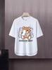 Camiseta de manga corta para hombre, marca de moda de verano, suelta, de cinco puntos, manga, 2024, nueva camiseta con estampado simple de Internet Ins.