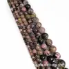 5A Línea Negra Natural Raya Roja Piedras para Pulsera Accesorios Semi-terminados Cuentas para Pulsera Cuentas de Piedra Rosa
