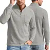 Ropa de hombre transfronteriza: Camisa polo Henley jacquard texturizado de eBay, adecuada para primavera y otoño, estilo casual americano, sudadera de punto