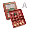 Conjunto de Talheres de Natal Transfronteiriço - Colher e Garfo de Aço Inoxidável, Colher de Sobremesa, Colher de Café Fofa, Caixa de Presente