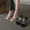 Tacones Gruesos Franceses con Sandalias de Falda 2025 Nuevo Verano Tacones Altos Transparentes para Mujer