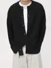 Mtlclothes Ropa para Hombre Color Sólido Simple Cuello Redondo Retro Versátil Casual Suéter de Punto Cárdigan Chaqueta Holgado