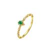 Anel Estilo Japonês Luxo Leve Zircônia Verde Feminino Corte Retrô Design Único Abertura Ajustável Anel Comércio Exterior Transfronteiriço