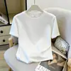 Camiseta de Verano de Manga Corta Blanca Nueva de Estilo Minimalista Hombro Recto para Mujer 2026 Primavera Temprana, Corte Holgado, Adelgazante, Top Versátil para Mujeres a la Moda