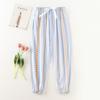 Calças de pijama de seda de algodão Calças Shrink Femininas Verão Novo Tamanho Grande Soltas Grávidas Calças Externas com Lanterna de Bolso Shrink Calças