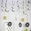 Decorações Pendentes Espirais Qc Conjunto de 12 Peças Decoração de Bandeiras Pendentes Espirais de PVC para 30º Aniversário Decoração de Festa de Aniversário
