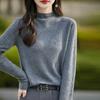Mistura de Lã 2026 Outono e Inverno Nova Roupa Feminina, Pulôver de Gola Alta de Alta Qualidade em Lã Sintética, Blusa Básica de Malha Slim Fit Bordada