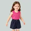 Conjunto de Roupa de Algodão para Meninas: Conjunto de Duas Peças com Colete e Shorts Infantis, Roupas de Bebê, Roupa de Verão para Meninas, Classe A, Exclusivamente para Vendas Transfronteiriças