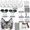 Kit de Máscara Facial de Gato DIY Transfronteiriço Inclui Máscara de Gato em Branco, Tecido de Pelúcia Sintética, Pincel, Folha de Malha Plástica