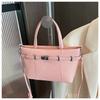 Bolso de Cesta Transfronterizo para Mujer 2026 Primavera/Verano Nuevo Estilo Bolso de Hombro Cruzado Individual con Patrón de Lichi, Bolso de Mano Patchwork para Viajes