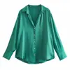 Atacado de roupas femininas de verão estilo europeu e americano, nova camisa feminina multicolorida com textura de cetim de seda, camisa solta, top justo