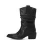 Botas de cuero de caballo lavado al agua hasta media pantorrilla botas holgadas de mujer estilo nuevo cuero genuino por dentro y por fuera punta cuadrada tacón medio grueso sin cordones botas de montar botines de mujer