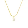 Venta Caliente Europea y Americana Collar de Hueso de Serpiente Completo de Diamante 26 Letras Lujo Accesible Diseño de Nicho Cadena para Clavícula Versátil Collar de Cadena Plana de Serpiente