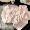 Pijama de Algodón Nube de Manga Larga y Pantalón Largo para Niñas, Lindo y Dulce, Dibujos Animados, Conjunto de Ropa para Casa