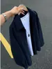 Chaqueta con estampado de escamas de dragón azul marino, camisa casual de manga larga retro americana para hombre de otoño, cárdigan abierto, prenda de abrigo para pareja
