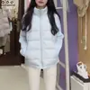 Temperamento Estilo Socialite Tricô Patchwork Bordado de Letras Gola Alta Jaqueta Casaco de Algodão Feminino Inverno Casual Versátil Quente Roupas de Algodão
