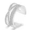 Anillo de Zirconia con Diamantes Completos de Nuevo Diseño, Elegante y Creativo, Estilo Coreano, Anillo Abierto de Doble Capa con Diamantes, Anillo de Dedo, Envío Directo