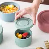 Caixa Redonda Pequena de Silicone Platina para Conservar Alimentos Geladeira Cozinha Caixa Bento Aquecimento no Micro-ondas Selada Pequena Caixa de Almoço Caixa de Armazenamento