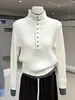 Suéter de Mujer de Punto Trenzado de Dos Piezas Falsas en Color de Contraste, Nuevo Estilo Otoño/Invierno 2025