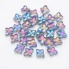 Pendente de cristal de vidro flor de diamante com furo reto de 10mm joias artesanais DIY acessórios decorativos acessórios de contas quadradas com furo