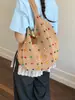 Bolsa de Ombro Estilo Preguiçoso para Ir ao Trabalho na Beira-Mar para Mulheres, Bolsa de Palha para Férias para Mulheres, Bolsa Tote Casual Grande Capacidade de Verão, Bolsa de Ombro