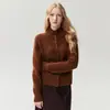 Disponible para envío directo: Suéter cárdigan de punto para mujer, versátil, de color liso, manga larga, cuello alto, con botones, mezcla de cachemira