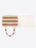 Bolso Tote Calado con Cuentas, Bolso Tejido Hecho a Mano Transfronterizo Europeo y Americano, Bolso de Mano Casual para Viaje, Nuevo Bolso de Madera con Bloques de Color