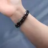 Pulsera Magnética de Hematita y Cálculos Biliares Negra Joyería Europea y Americana Retro para Hombre Accesorios DIY Pulsera de Piedras Preciosas Transfronteriza