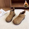 Fivela de Cinto da Moda Botas de Camurça Infantil Outono 2025 Nova Bico Manga Solado Macio Botas de Moda Versáteis para Meninas