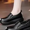Zapatos de Vestir Gruesos de Comercio Exterior Transfronterizos para Mujer Primavera y Otoño Retro Simples sin Cordones Zapatos Casuales Transpirables Suela Suave Zapatos de Caña Baja que Aumentan la Altura