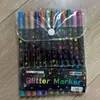 Caneta Marcadora Acrílica Dupla Ponta Dupla Cor Glitter Transfronteiriça, Caneta Glitter, Caneta Flash Perolada para Crianças e Estudantes, Colorida para Diário e Rabiscos
