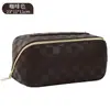 Bolsa de Cosméticos Transfronteiriça com Padrão Xadrez, Grande Capacidade, Bolsa Almofada Xadrez de Couro PU de Alta Qualidade, Bolsa de Higiene Pessoal para Armazenamento em Viagem
