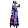 Traje Étnico Guangxi Zhuang Marcha Performance Étnica Minoritário Adulto Zhuang Brocado Miao Bordado Dança Vestido Longo