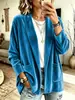 Otoño/Invierno 2026 Nuevo Transfronterizo Europeo y Americano Comercio Exterior Fuente Color Puro Terciopelo Dorado Ropa de Mujer Chaqueta Cardigan de Manga Larga Top