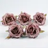 Nova simulação cor retrô cabeça de flor rosa flor de seda flor DIY feita à mão casamento flor de buquê grampo de cabelo material de flor