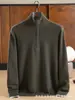 Suéter de cachemir 100% puro para hombre con cuello semi-alto y cremallera, nueva camisa base de punto simple para otoño e invierno para negocios