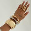 Pulsera Europea y Americana Transfronteriza de Industria Pesada Exagerada con Brillo Abierta Ancha para Mujer Simple Geométrica con Hebilla de Resorte Estilo Ins Joyería de Mano