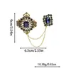 Broche de Diamante Estilo Palacio Barroco Rubí Incrustado Cadena Artesanal Hebilla de Pin Accesorios Retro Estilo Británico