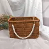 Caja de Regalo de Ratán Regalo de Acompañamiento Cesta de Flores de Mano Decoración de Ramo de Flores Cilindro Cuadrado para Niña de las Flores Tubo Cuadrado Caja de Regalo Antigua para Cumpleaños Boda