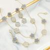 Collar de Trébol de Cuatro Hojas de Doble Cara Transfronterizo Moda de Lujo Ligero Colgante de Flor Dulce y Fresca Cadena para Clavícula Collar Adecuado para Niñas