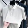 Camisa Polo de Manga Corta de Nylon Sin Costuras Hilo de Hielo para Hombre 2026 Verano Nuevo Estilo Transpirable Cuello de Solapa Color Sólido Casual Camiseta para Hombre