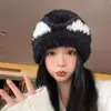 Nuevo Sombrero de Felpa con Orejas de Cuerno de Cordero para Protección Auditiva para Mujer Invierno Cálido Adelgazante Facial Sombrero de Lana de Piel Sintética de Visón Lindo Dulce