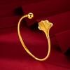 Elegante estilo frío hoja de ginkgo abierta estilo nacional pulsera femenina Little Red Book chapado en oro arena una hoja pulsera rica