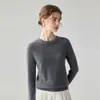 2026 Novo Suéter de Cashmere Puro Feminino Gola Redonda Malha Doze Fios Peça Única Simples Macio Aderente Suéter Camada Base