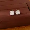 Juego de collar con colgante cuadrado de circón, aretes y anillo, joyería de lujo ligero, alta gama, elegante, diseño de nicho, venta al por mayor