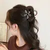 Pinza para el pelo de flor con estampado de leopardo retro francés para mujer, Pinza de tiburón de alta gama para la parte posterior de la cabeza, Pinza para coleta alta, Accesorio para el pelo