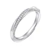 Anillo Corazón de Plata de Ley S925 con Circonita Transfronterizo Europeo y Americano Anillo de Plata de Ley de Gama Alta Nicho Fila de Anillos de Plata Trenzada con Diamantes