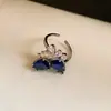 Anillo de Uva Pudín de Zirconia Estilo Ins Coreano Diseño Exquisito Anillo para Dedo Índice de Nicho Pendientes Versátiles de Lujo Ligero para Mujeres